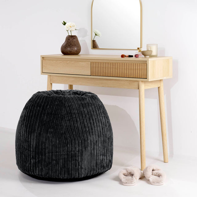 Kaptafel Poef Stoel - Corduroy Zwart 02