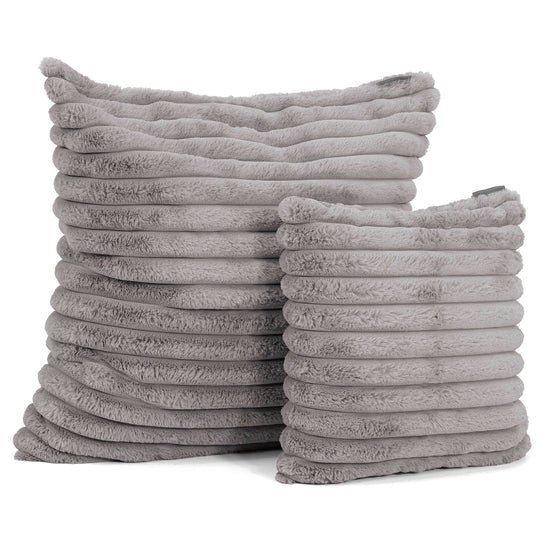 Extra Grote Kussenhoes 70 x 70cm - Ultra Pluche Corduroy Grijs 02