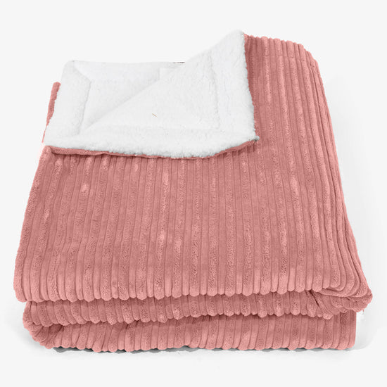 Groot Sherpa-sprei / Deken 140 x 200cm - Corduroy Perzik 01