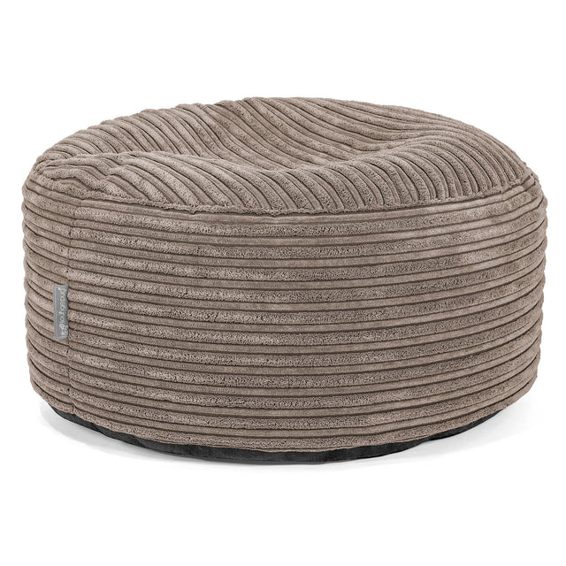 Grote Ronde Voetenbank - Corduroy Beigegrijs 01
