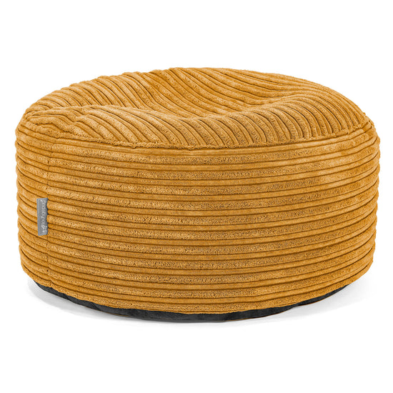 Grote Ronde Voetenbank - Corduroy Gouden Honing 01