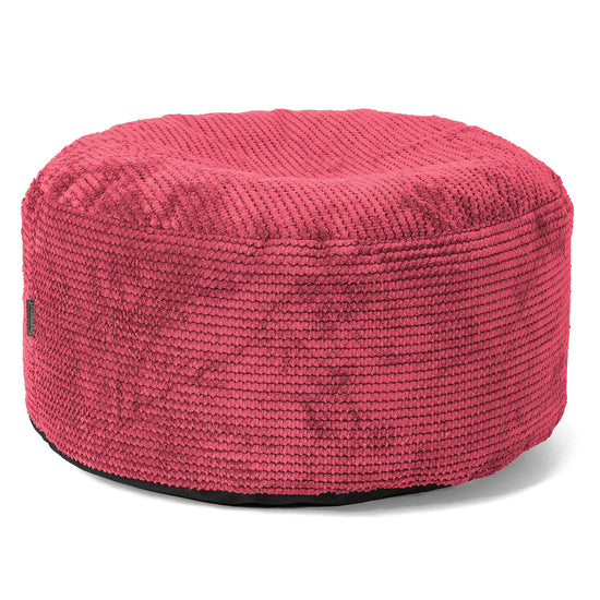 Grote Ronde Voetenbank - Pompom Pastelrood 01