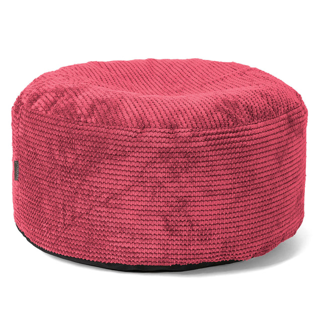 Grote Ronde Voetenbank - Pompom Pastelrood 01
