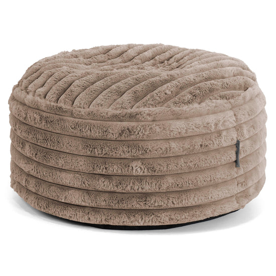Grote Ronde Voetenbank - Ultra Pluche Corduroy Mink 01