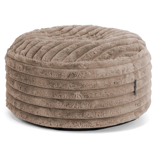 Grote Ronde Voetenbank - Ultra Pluche Corduroy Mink 01