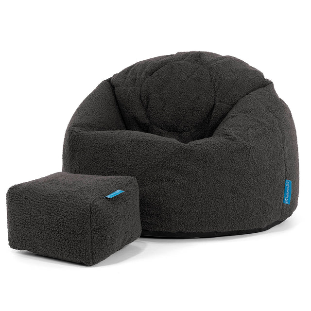 Kinder Klassieke Zitzak Stoel 1-5 jaar oud - Boucle Graphite Grijs 02