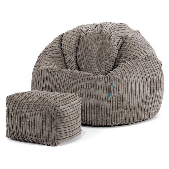 Kinder Klassieke Zitzak Stoel 1-5 jaar oud - Corduroy Graphite Grijs 02
