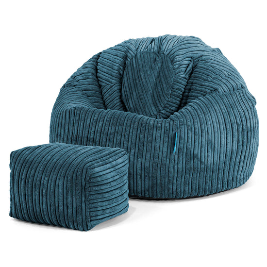 Kinder Klassieke Zitzak Stoel 1-5 jaar oud - Corduroy Marineblauw 02