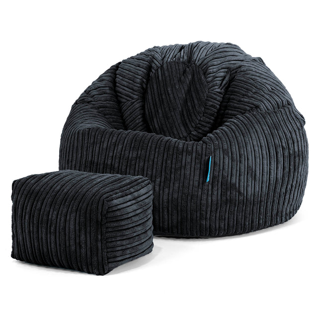 Kinder Klassieke Zitzak Stoel 1-5 jaar oud - Corduroy Zwart 02