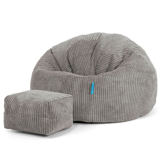 Kinder Klassieke Zitzak Stoel 1-5 jaar oud - Pompom Antraciet 02