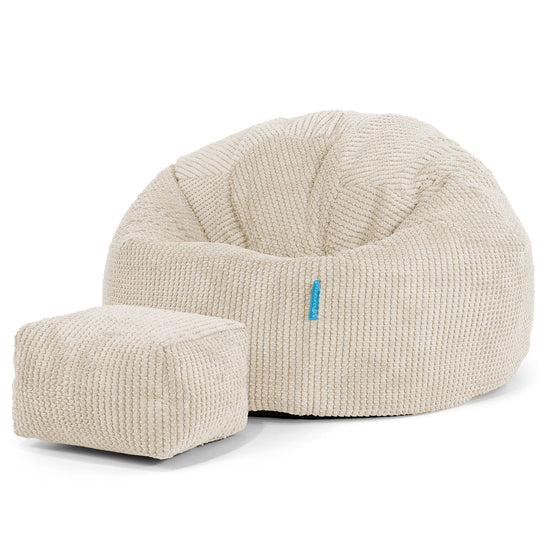 Kinder Klassieke Zitzak Stoel 1-5 jaar oud - Pompom Crème 02
