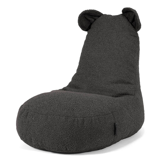 Kinder Zitzakstoel met Dierenthema Beer 2-6 jaar oud - Boucle Graphite Grijs 01