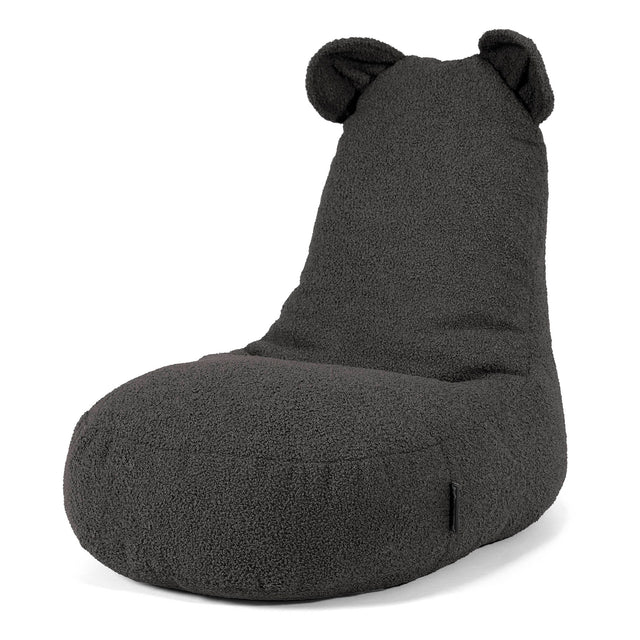 Kinder Zitzakstoel met Dierenthema Beer 2-6 jaar oud - Boucle Graphite Grijs 01