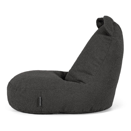 Kinder Zitzakstoel met Dierenthema Beer 2-6 jaar oud - Boucle Graphite Grijs 02