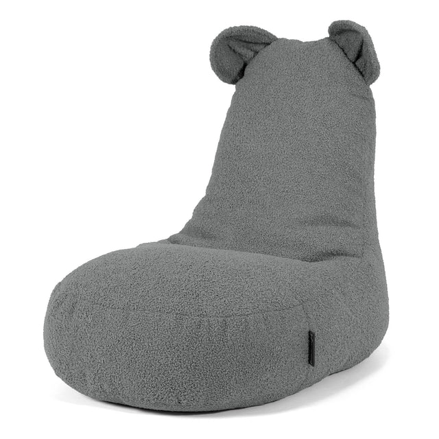 Kinder Zitzakstoel met Dierenthema Beer 2-6 jaar oud - Boucle Grijs 01