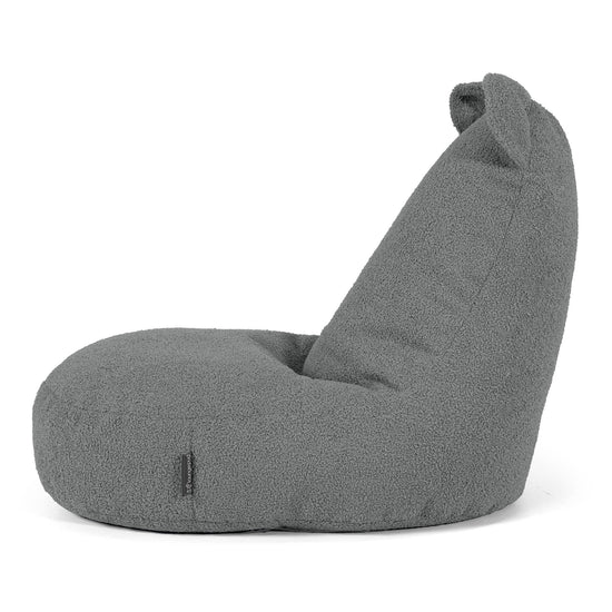 Kinder Zitzakstoel met Dierenthema Beer 2-6 jaar oud - Boucle Grijs 02