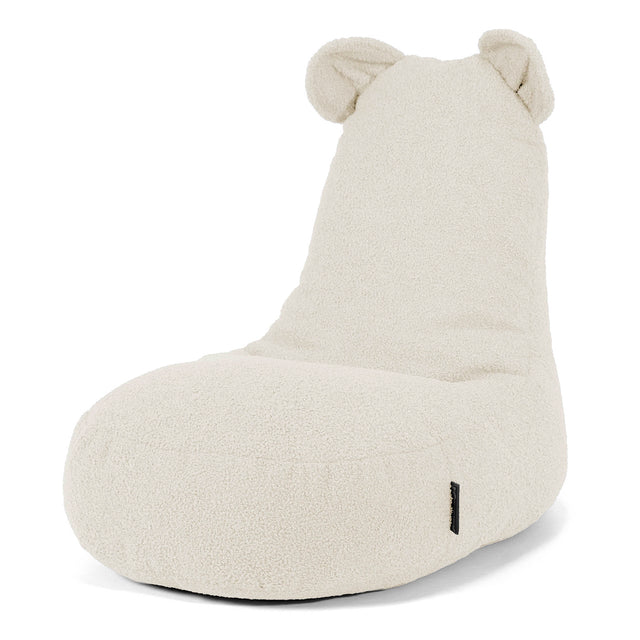 Kinder Zitzakstoel met Dierenthema Beer 2-6 jaar oud - Boucle Ivoor 01