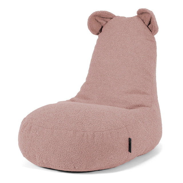 Kinder Zitzakstoel met Dierenthema Beer 2-6 jaar oud - Boucle Roze 01