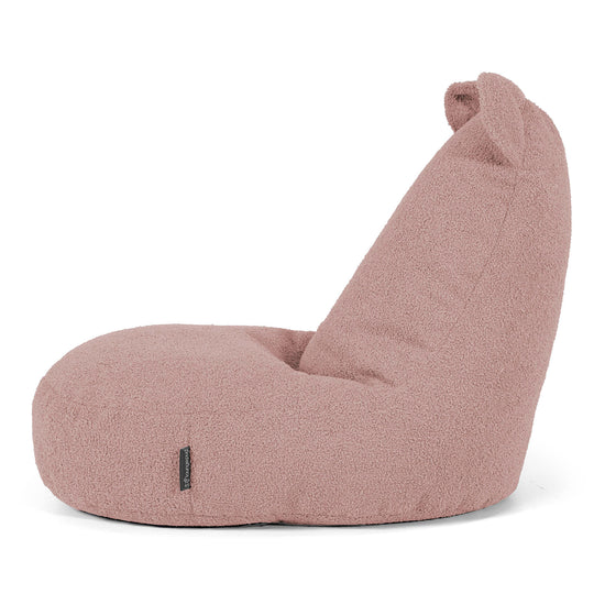 Kinder Zitzakstoel met Dierenthema Beer 2-6 jaar oud - Boucle Roze 02