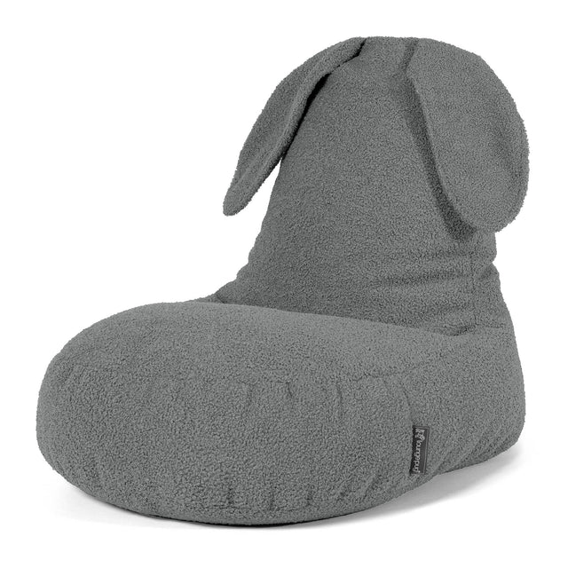 Kinder Zitzakstoel met Dierenthema Konijn 2-6 jaar oud - Boucle Grijs 01