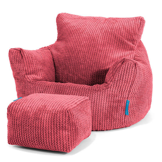 Kleuterfauteuil Zitzak 1-3 jaar oud - Pompom Pastelrood 02