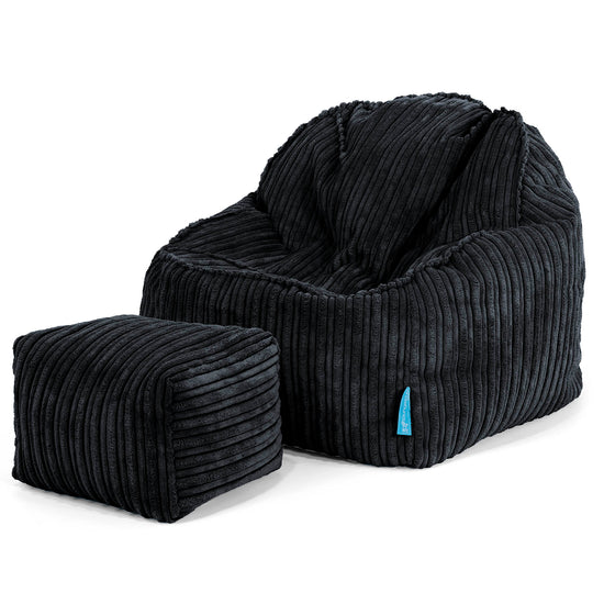 Kinderzitzak Sloucher 2-6 jaar oud - Corduroy Zwart 03