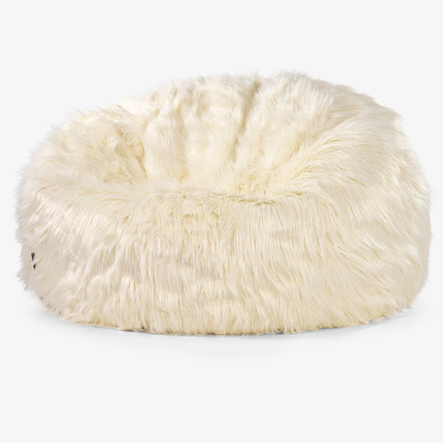 Klassieke Zitzak Bank - Mongoolse Imitatiebont Crème 01