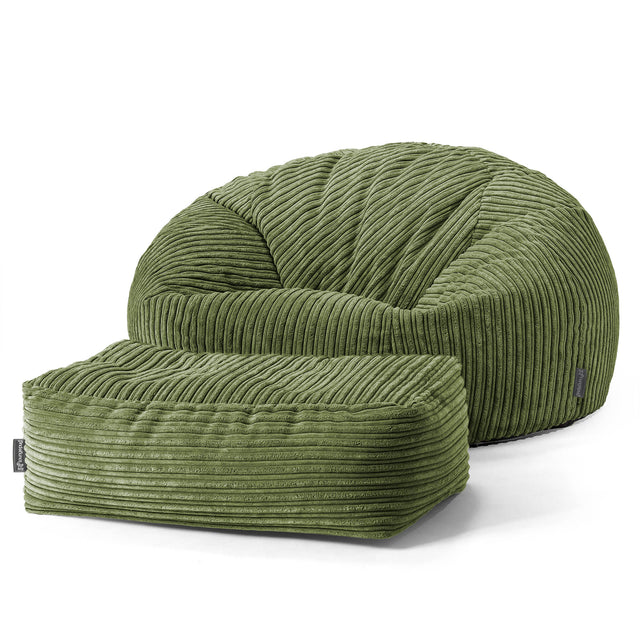 Klassieke Zitzak Stoel Bank - Corduroy Bosgroen 02