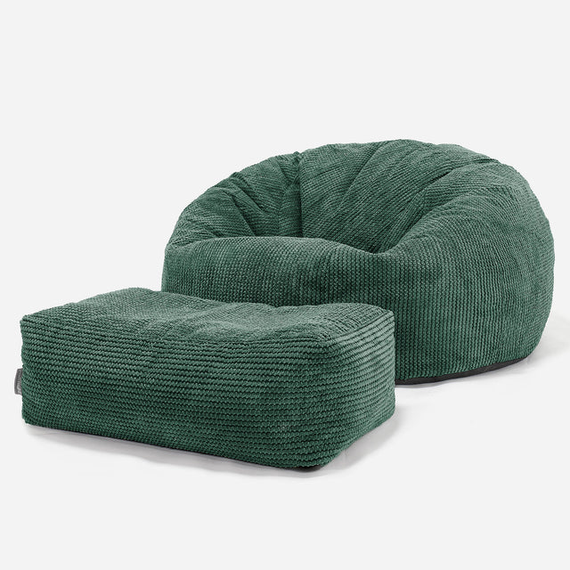 Klassieke Zitzak Stoel Bank - Pompom Mosgroen 02