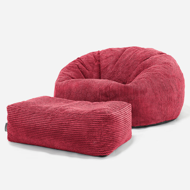 Klassieke Zitzak Stoel Bank - Pompom Pastelrood 02