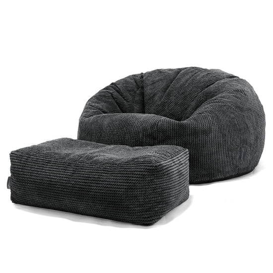 Klassieke Zitzak Stoel Bank - Wafelrib Zwart 02