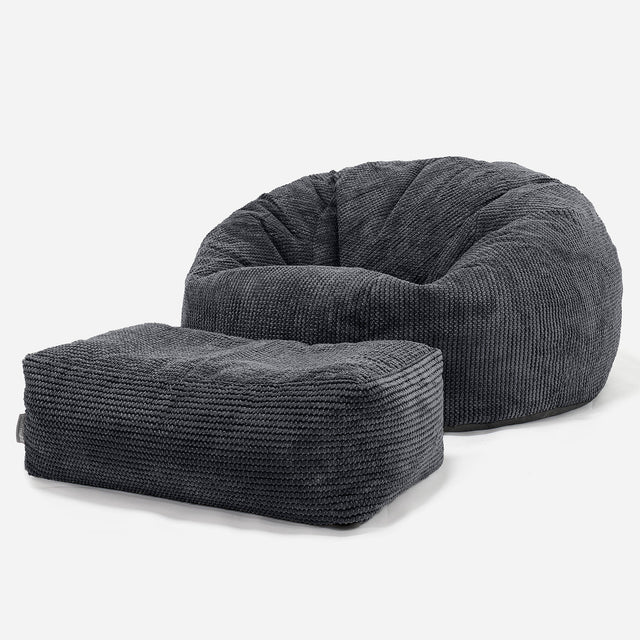 Klassieke Zitzak Stoel Bank - Pompom Zwart 02