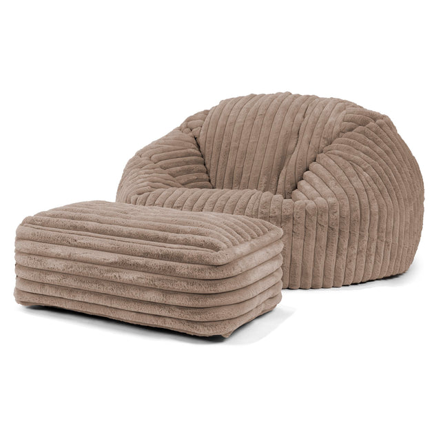 Klassieke Zitzak Stoel Bank - Ultra Pluche Corduroy Mink 02