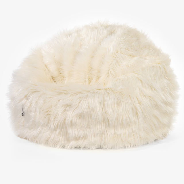 Klassieke Zitzak Stoel - Mongoolse Imitatiebont Crème 01