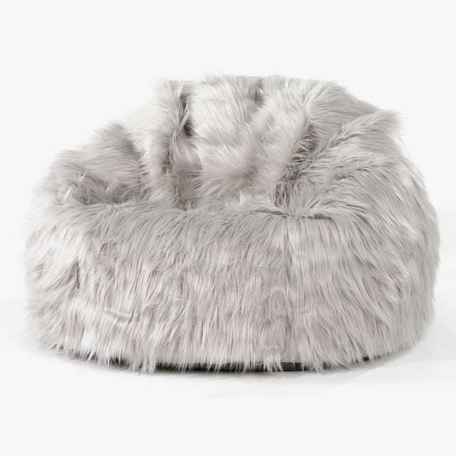 Klassieke Zitzak Stoel - Mongoolse Imitatiebont Grijs 01