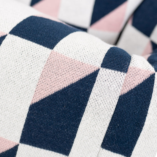 Klassieke Zitzak Stoel - Gebreid Geometrisch Blauw 04