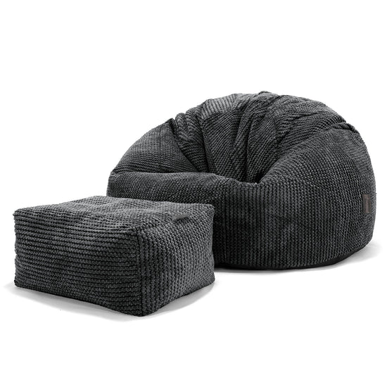 Klassieke Zitzak Stoel - Pompom Zwart 02