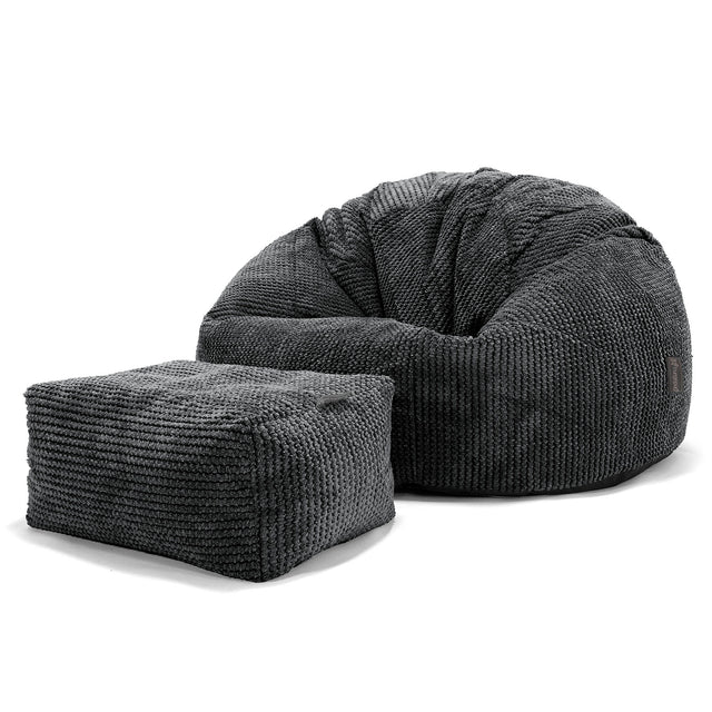 Klassieke Zitzak Stoel - Pompom Zwart 02