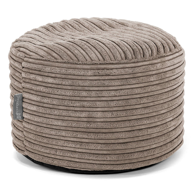 Kleine Ronde Voetenbank - Corduroy Beigegrijs 01