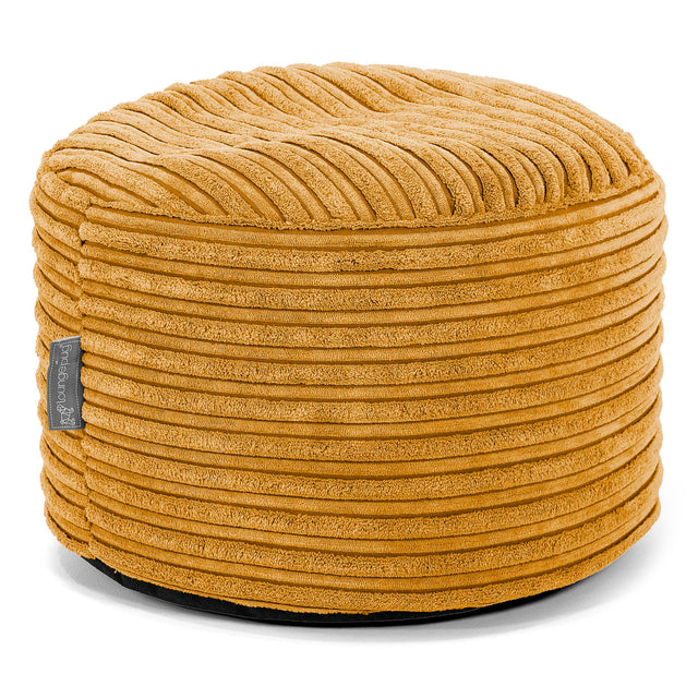 Kleine Ronde Voetenbank - Corduroy Gouden Honing 01