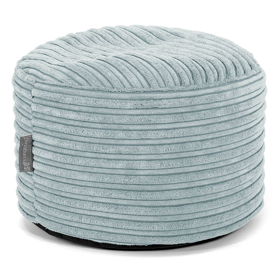 Kleine Ronde Voetenbank - Corduroy Mintgroen 01