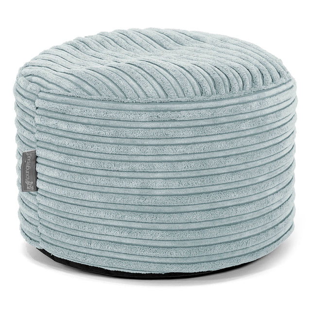 Kleine Ronde Voetenbank - Corduroy Mintgroen 01