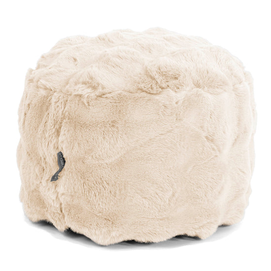 Kleine Ronde Voetenbank - Namaakbont Bubble Crème 01