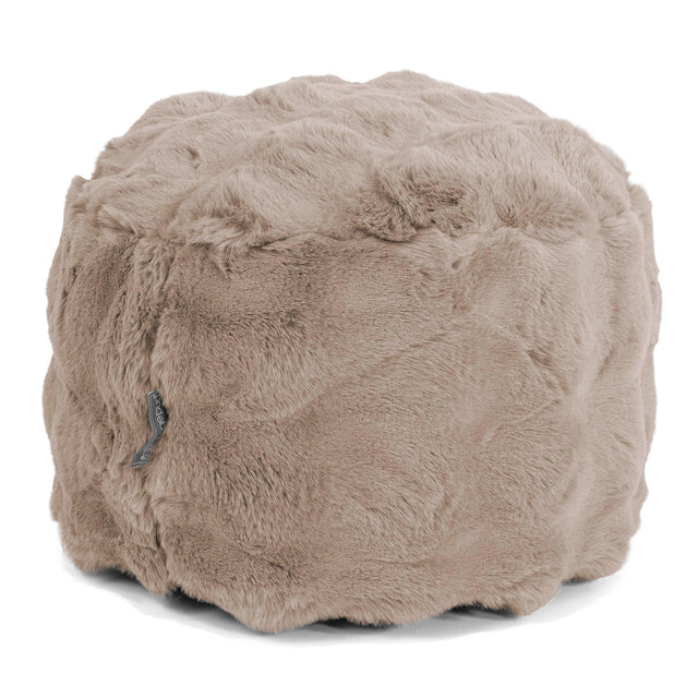Kleine Ronde Voetenbank - Namaakbont Bubble Mink 01