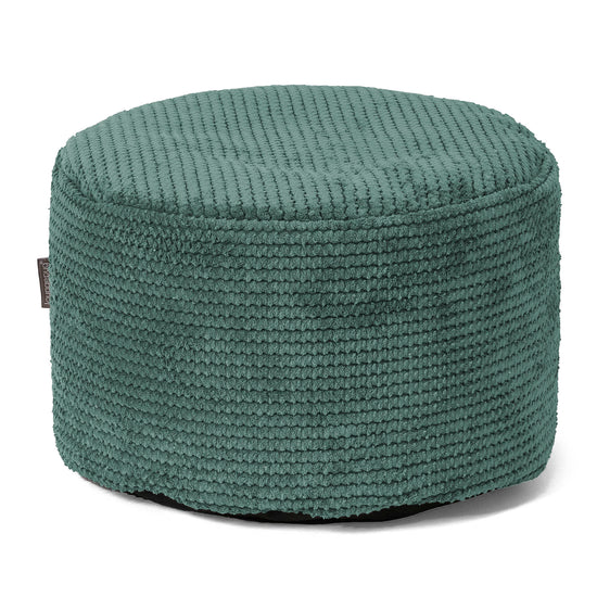 Kleine Ronde Voetenbank - Pompom Mosgroen 01