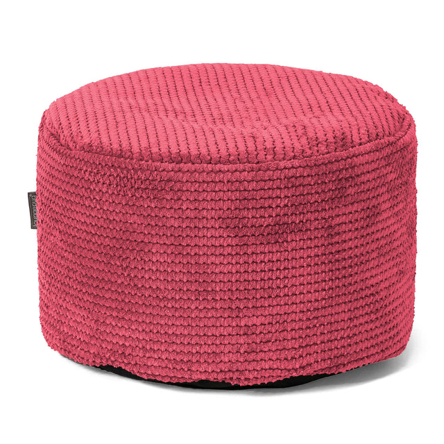 Kleine Ronde Voetenbank - Pompom Pastelrood 01