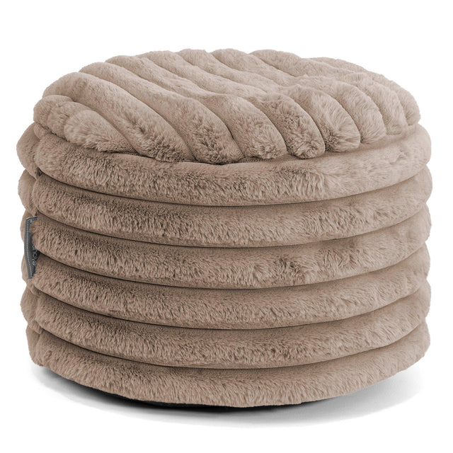 Kleine Ronde Voetenbank - Ultra Pluche Corduroy Mink 01