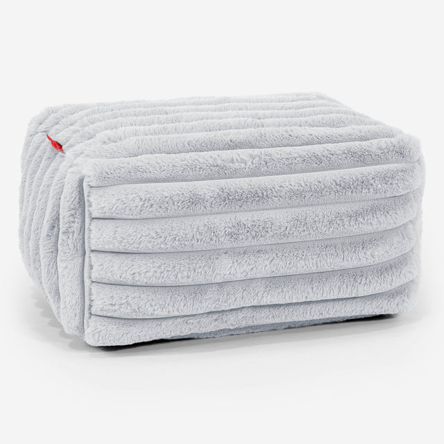 Kleine Voetenbank - Ultra Pluche Corduroy Eendenei Blauw 01