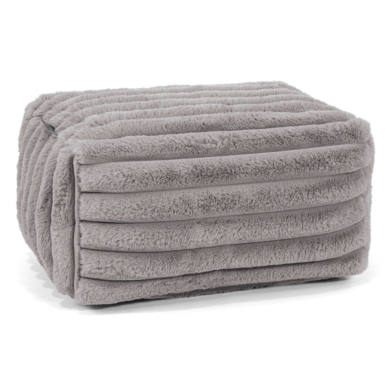 Kleine Voetenbank - Ultra Pluche Corduroy Grijs 01