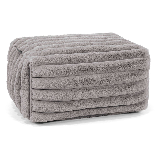 Kleine Voetenbank - Ultra Pluche Corduroy Grijs 01